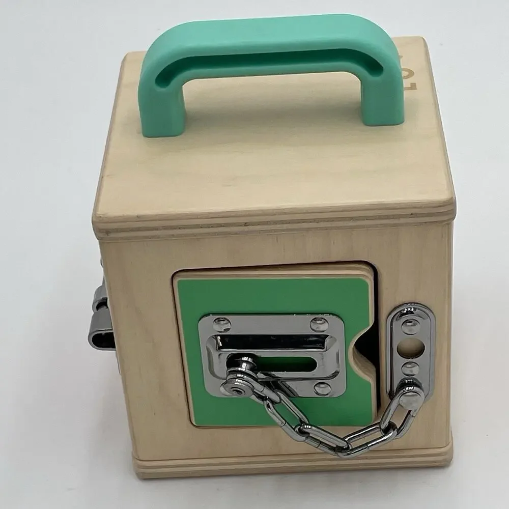 Lovevery Wood Lockbox Montessori Learning Educational Toy Latch Activity Cube